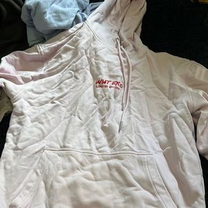 oversized pink white fox hoodie